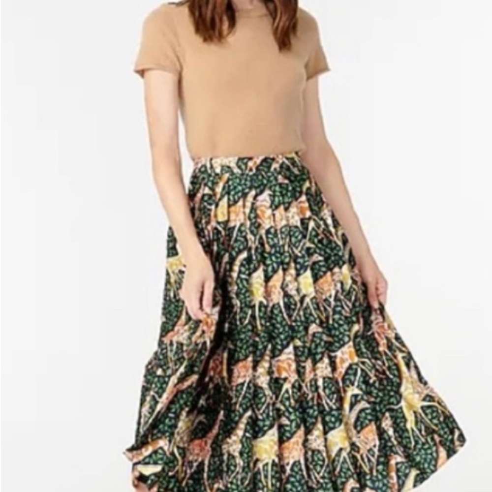 J crew pleated giraffe skirt